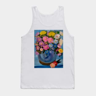 A lovely boutique of flowers in a blue vase . Tank Top